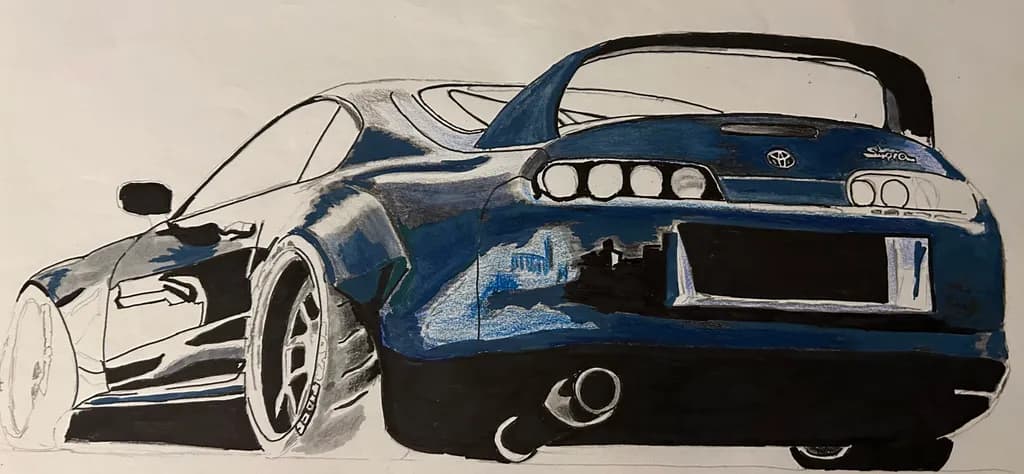 Blue Supra Rearview