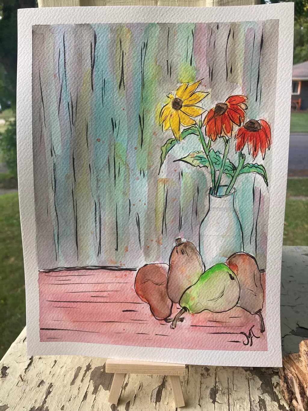 Sunflowers and Pears Still Life
