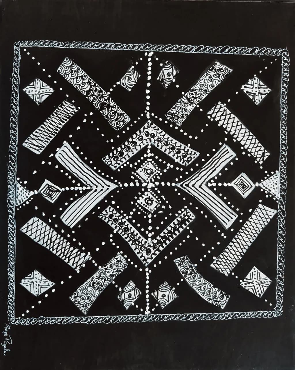 Monochrome Geometric Tapestry
