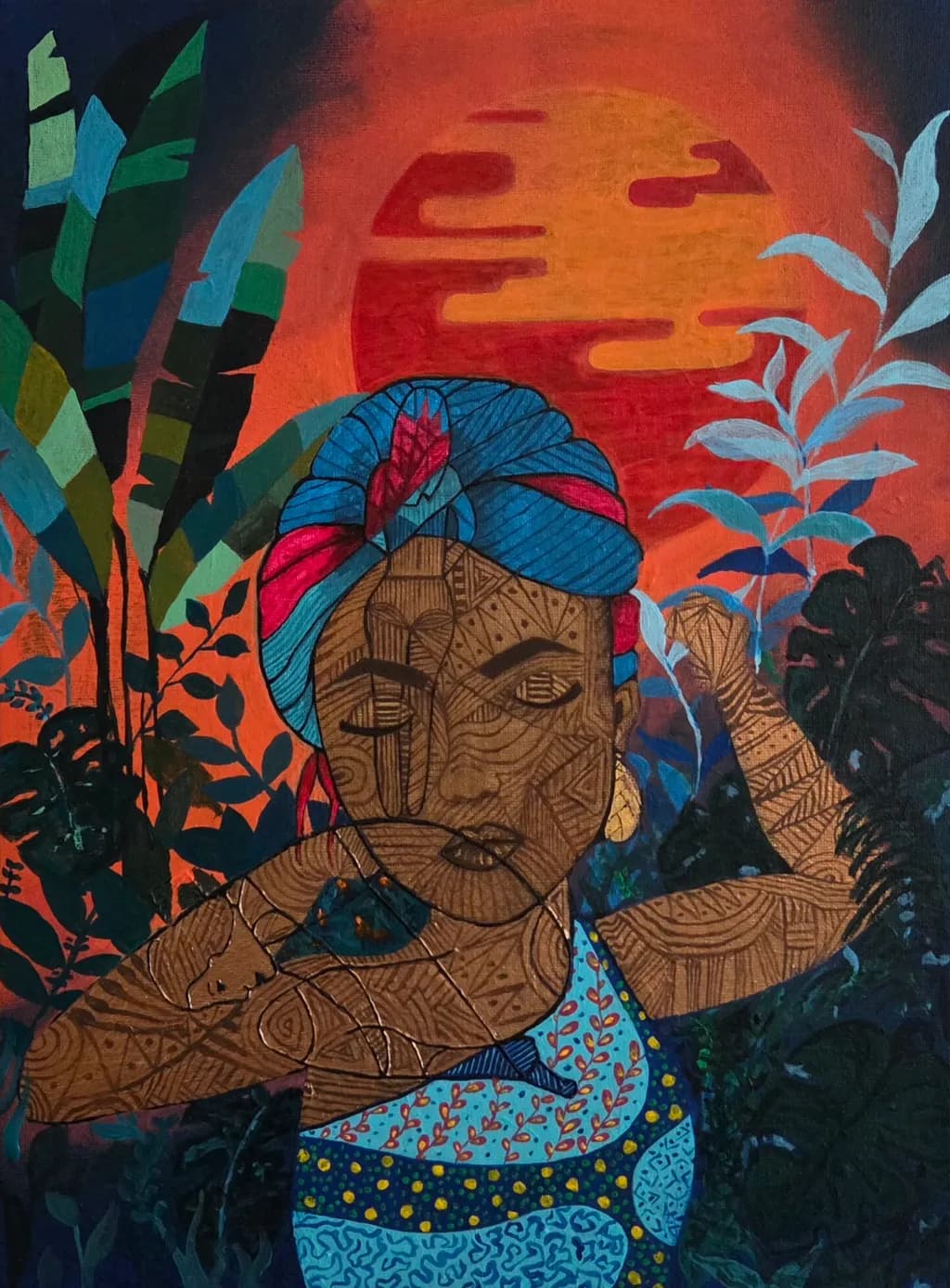 Folkloric Portrait in Foliage