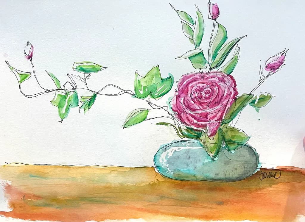 Rose in Blue Vase