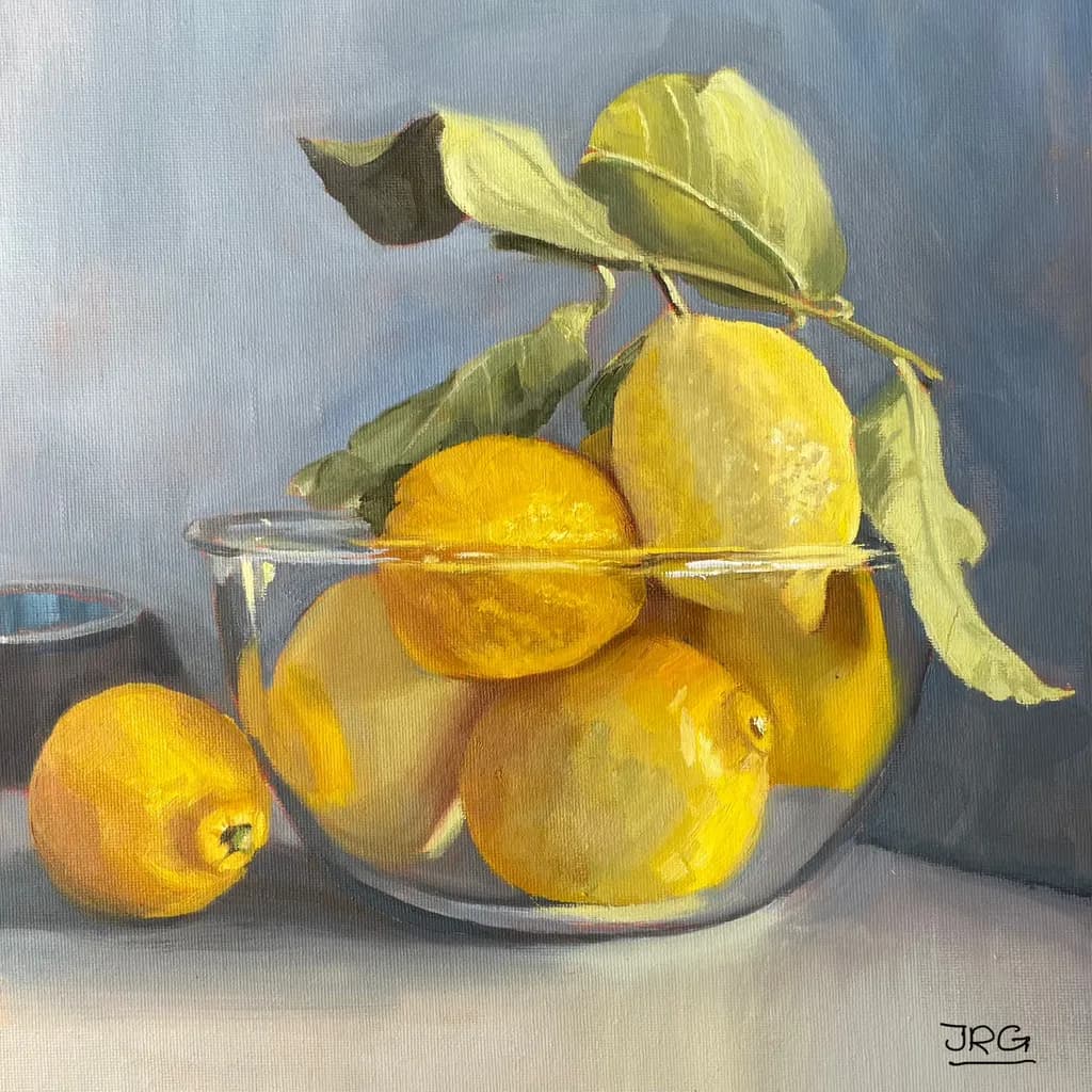 Lemons in Glass Bowl
