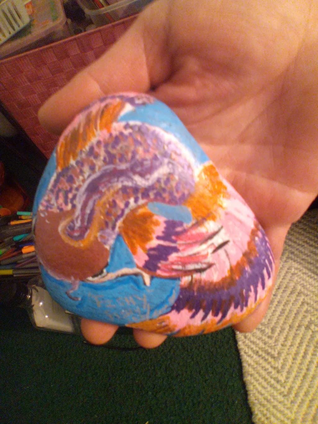 Colorful Rooster Stone