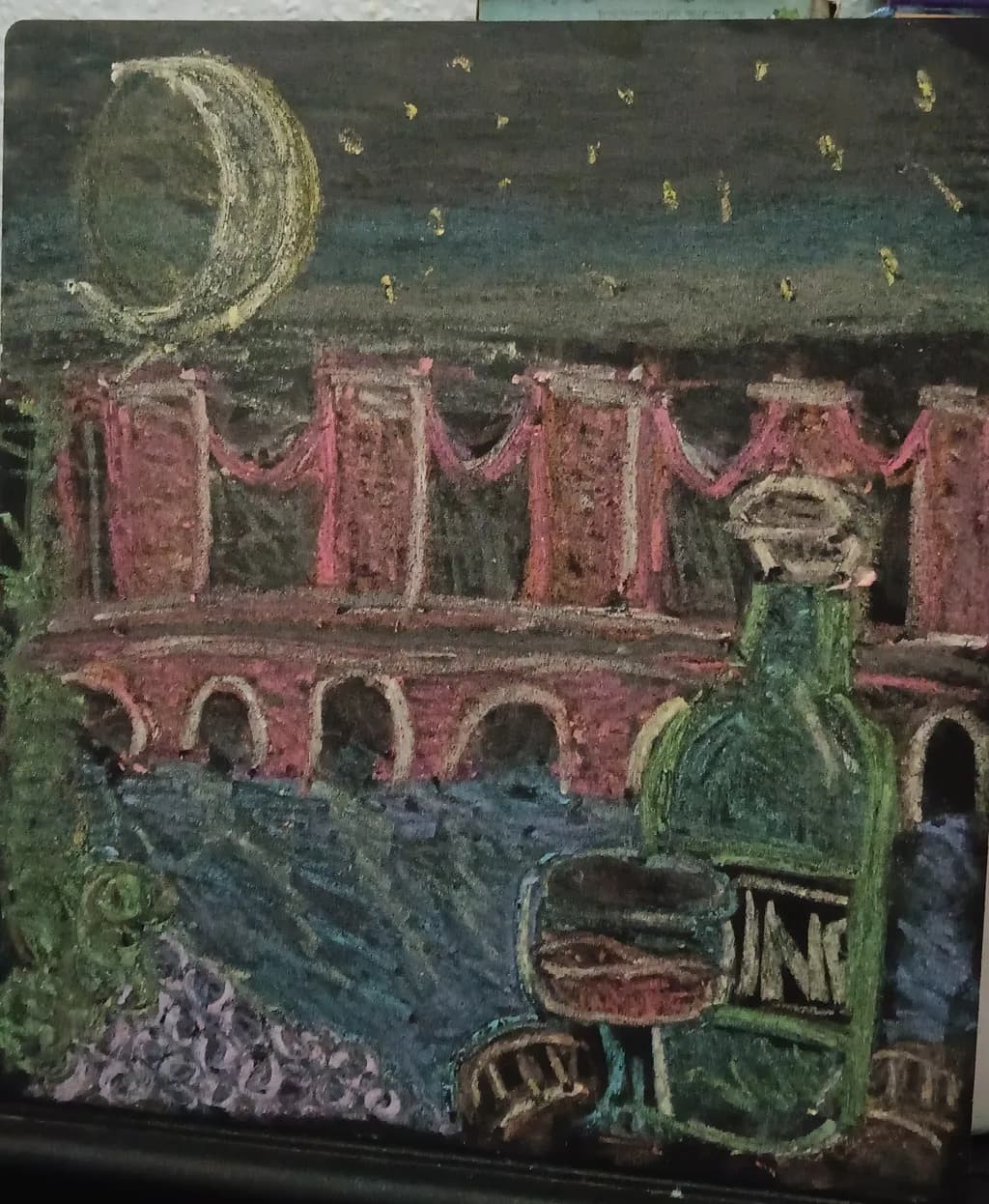 Moonlit Bridge and Wine
