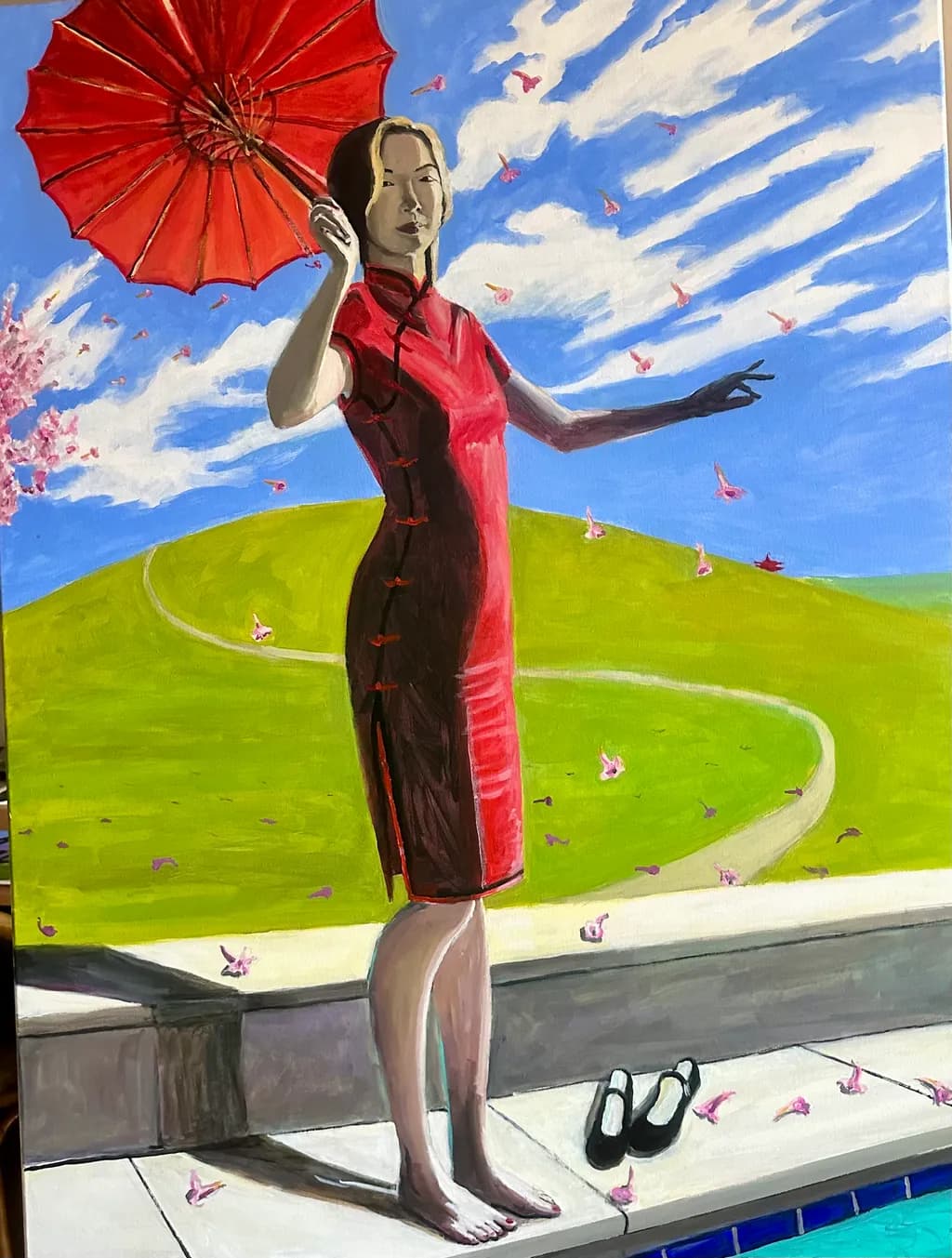 Red Parasol Elegance