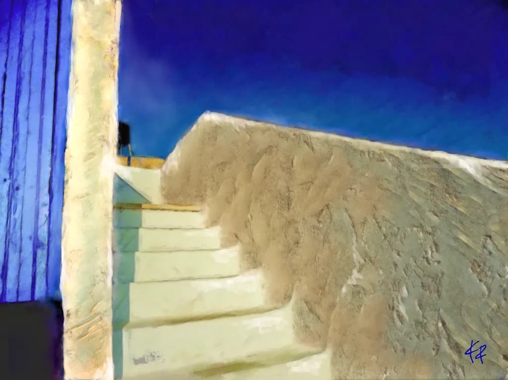 Stone Steps Under Blue Sky