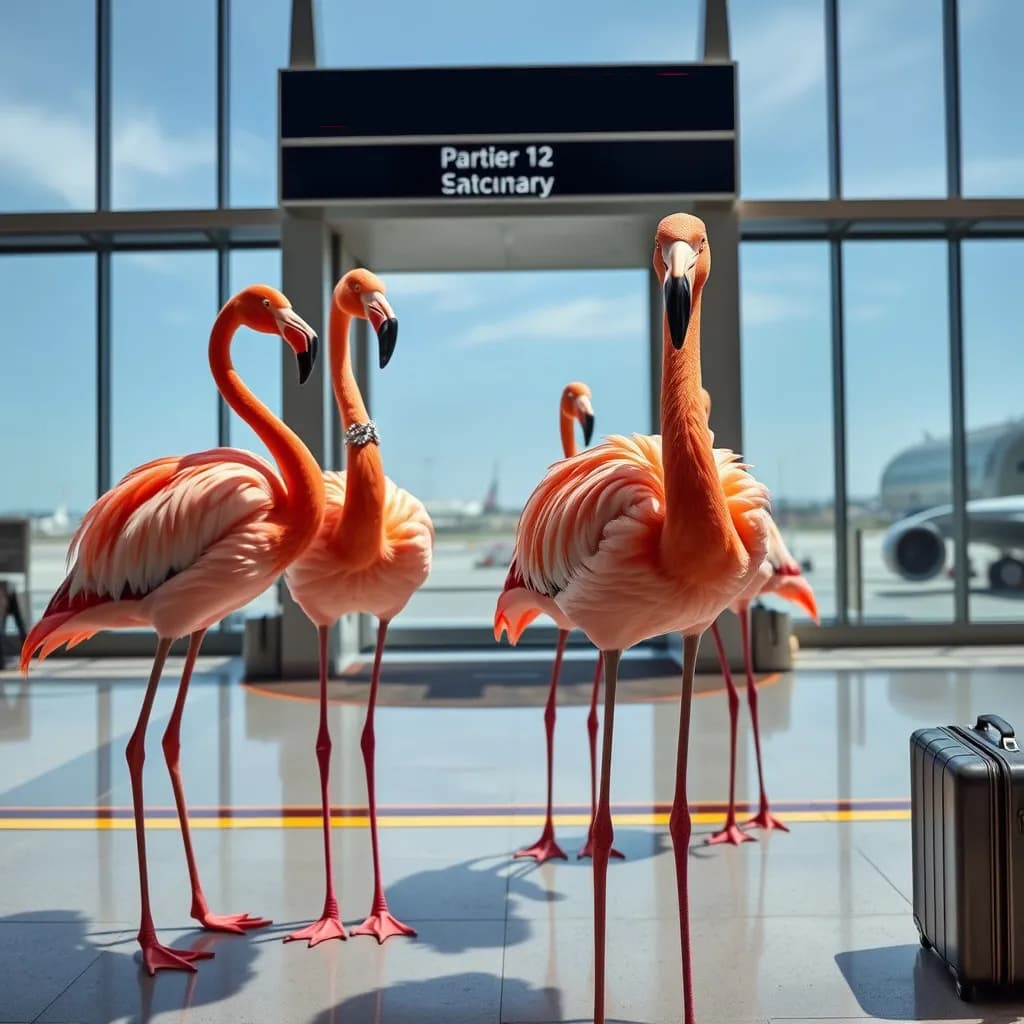 Flamingos at the Airport