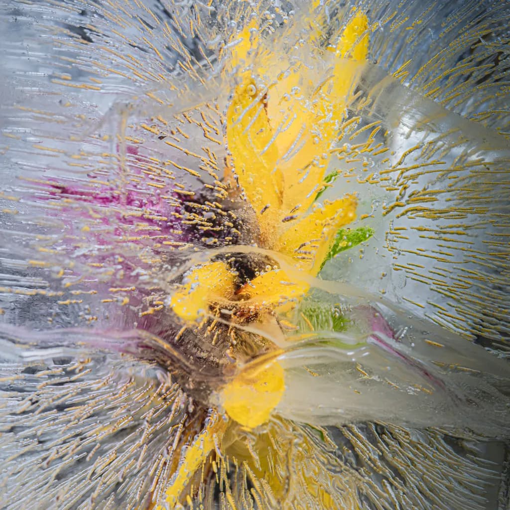 Abstract Flower Forms In Ice