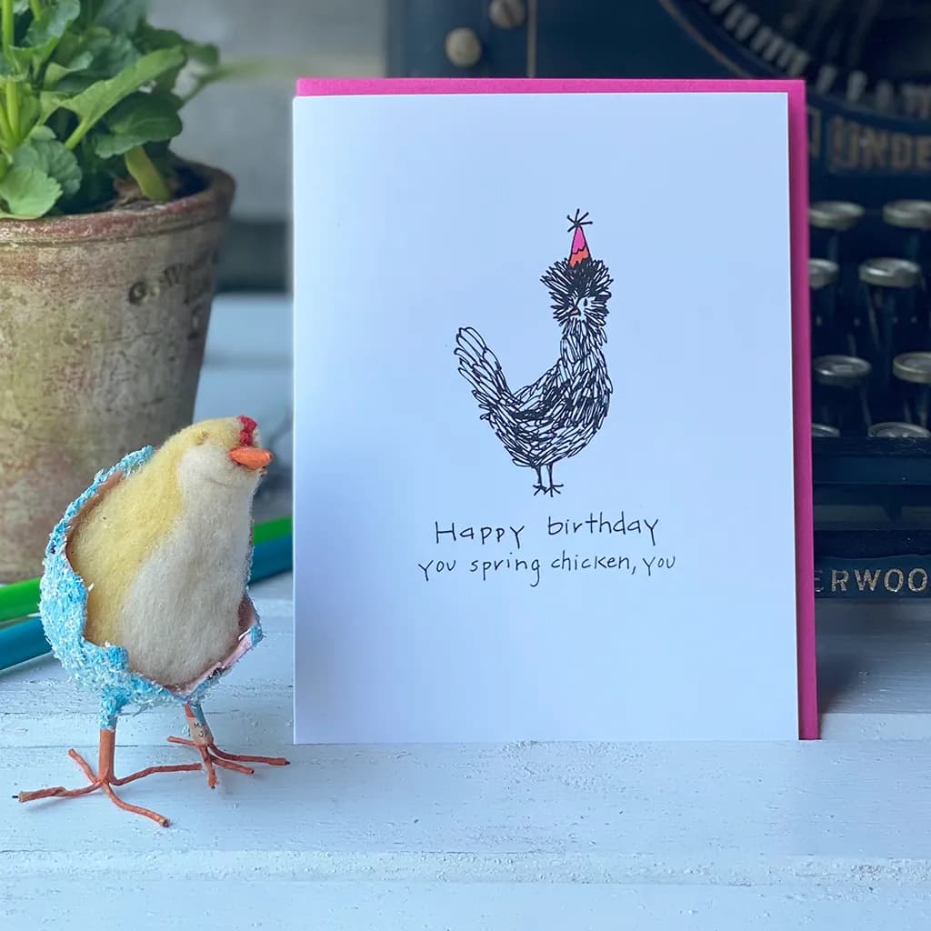 Spring Chicken Birthday Card