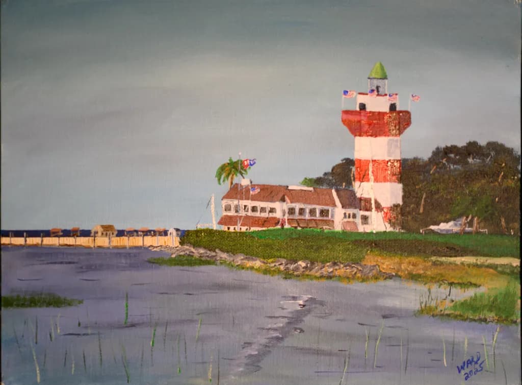 Striped Lighthouse Shoreline
