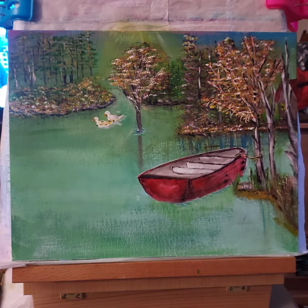 Tranquil Red Boat