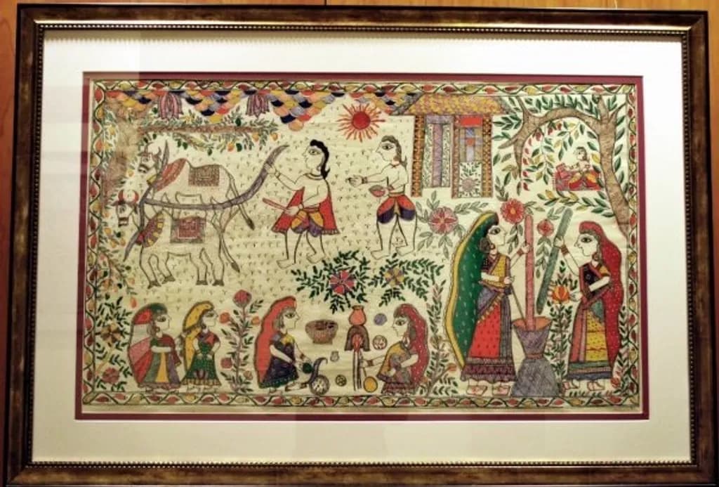 Village Harvest Scene