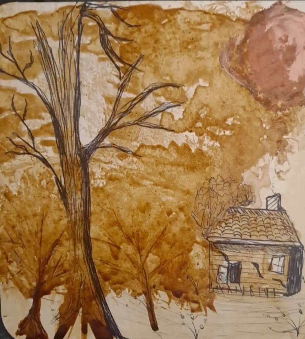 Tree and Cabin Scene