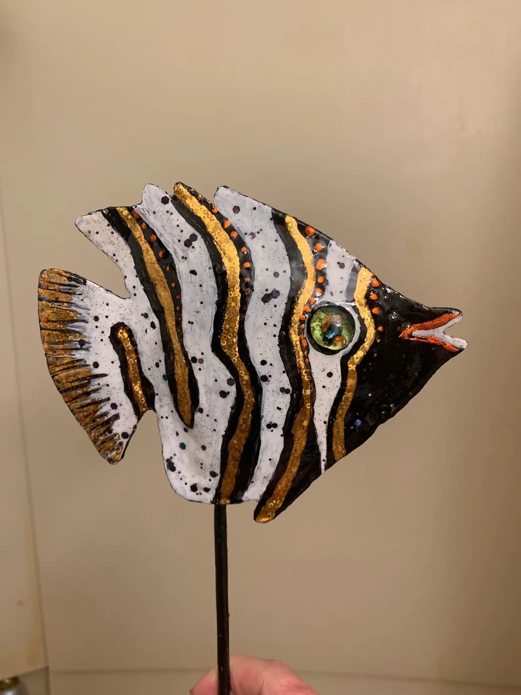 Golden Striped Fish Sculpture