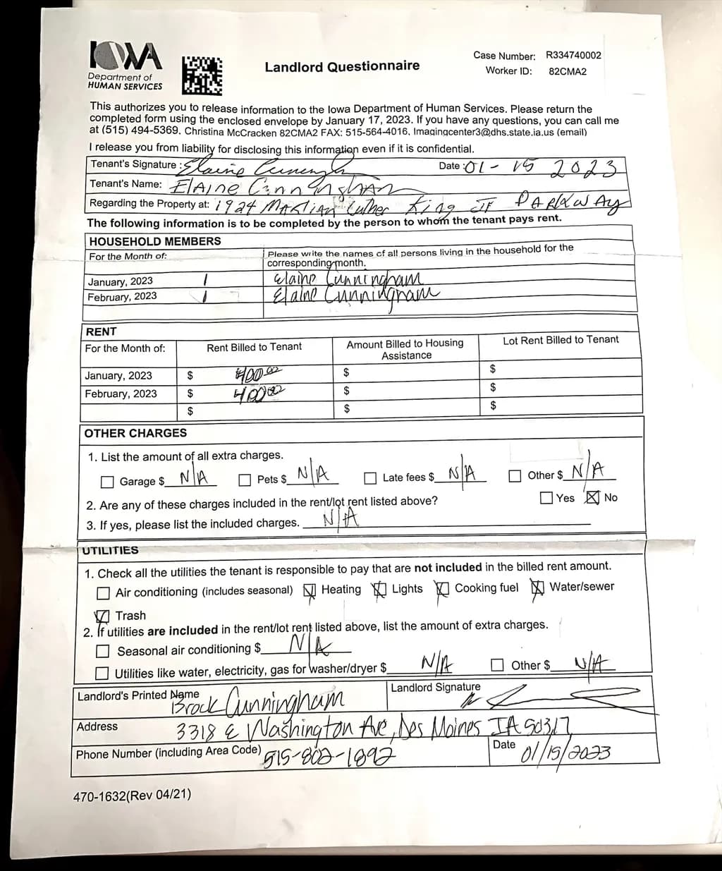 Iowa Landlord Questionnaire