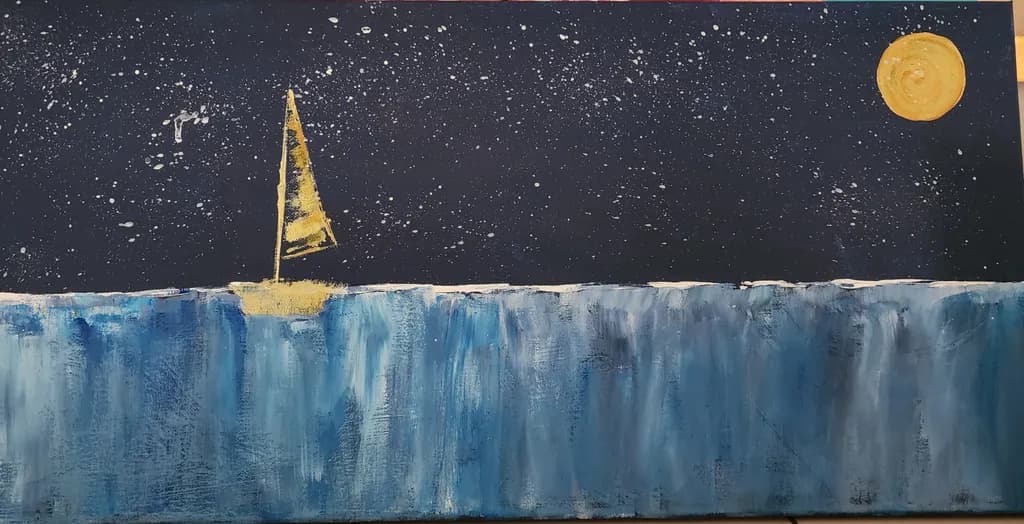 Golden Sail Under Moonlight