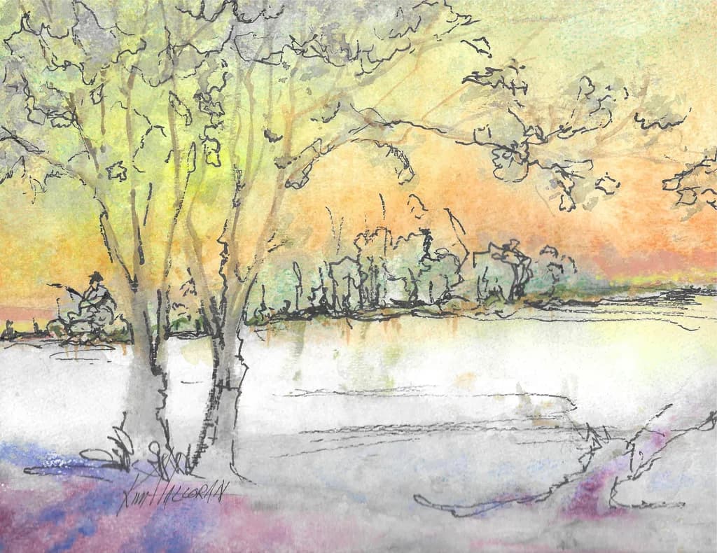 Tree Silhouettes by Water