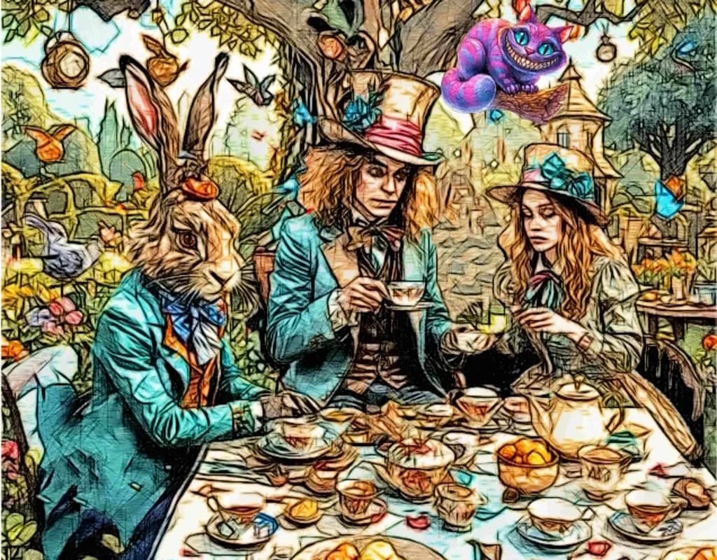 Alice in Wonderland with the Cheshire Cat