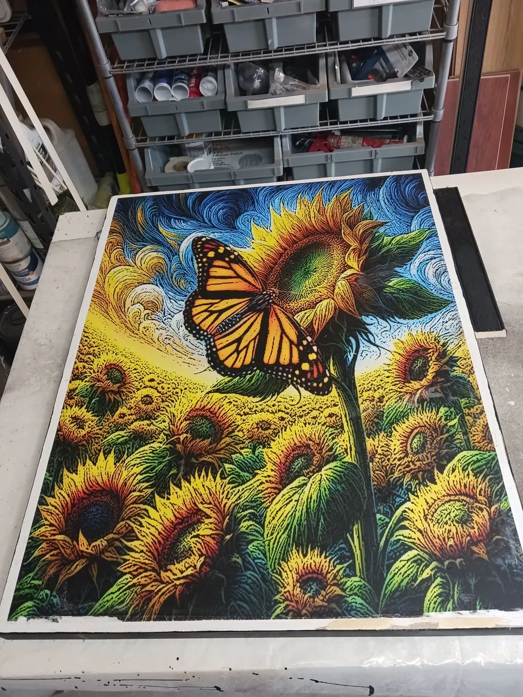 Monarch in Sunflower Sky