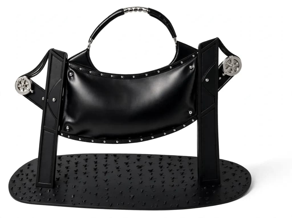 Black Leather Rivet Display Stand
