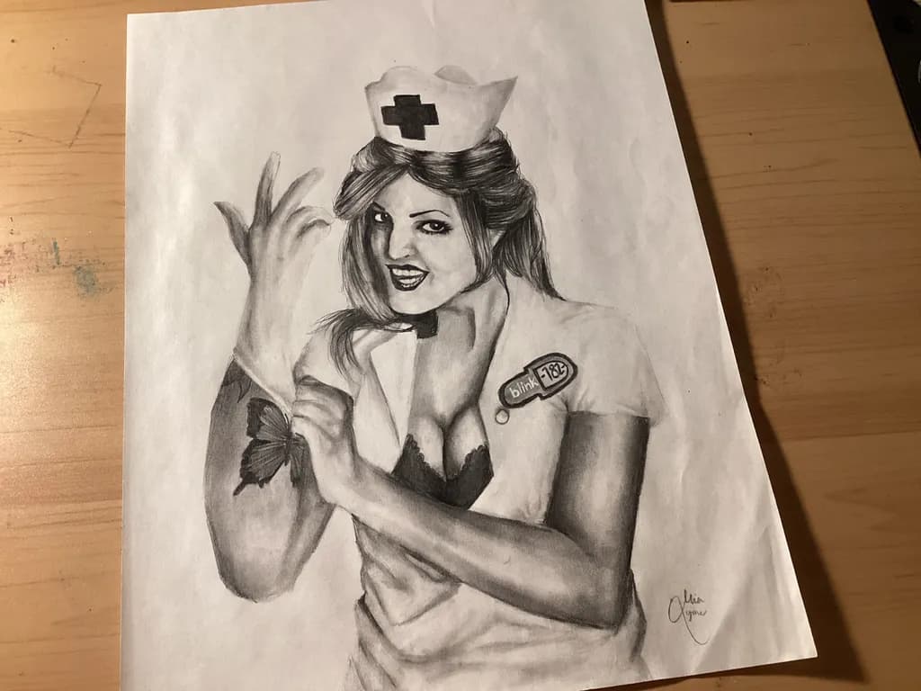 Nurse with Butterfly Tattoo