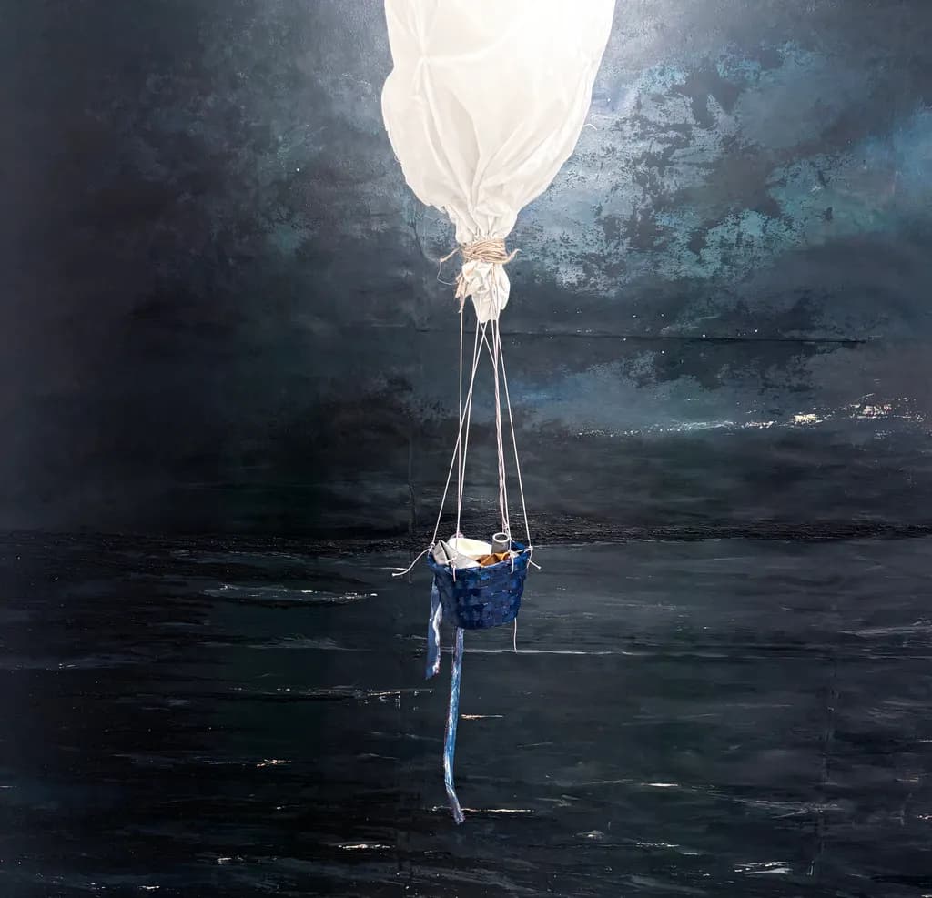 Night Balloon Over Water