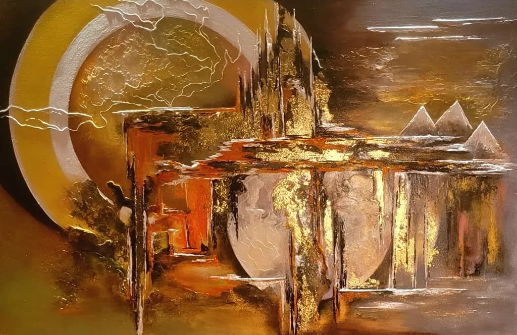 Abstract Geometry in Gold and Orange
