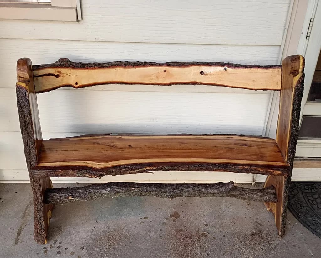Rustic Bark Bench