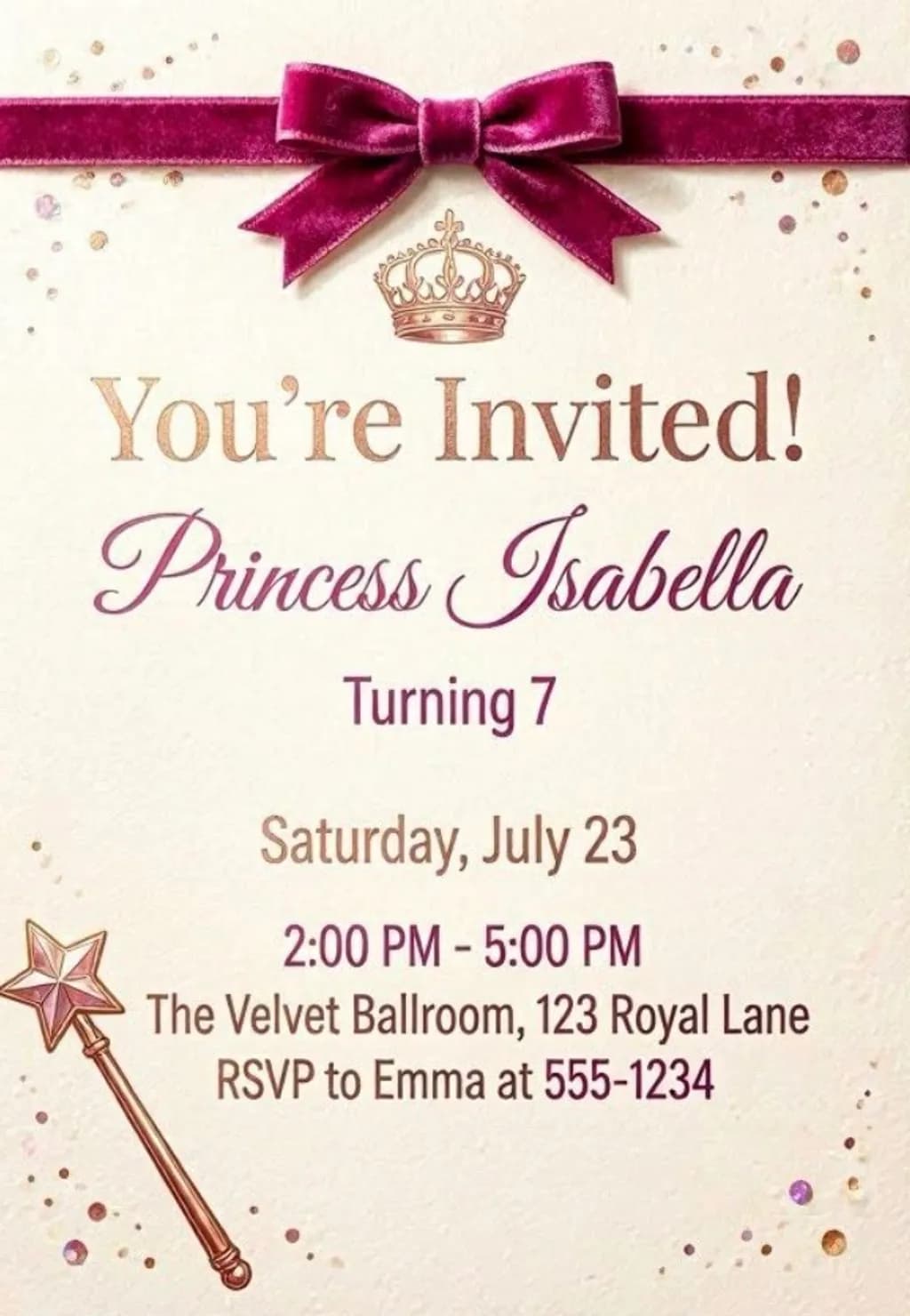 Princess Isabella Invitation