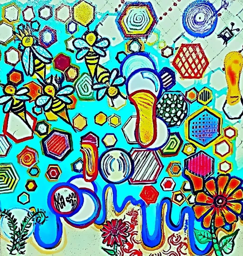 Bee and Honeycomb Mosaic