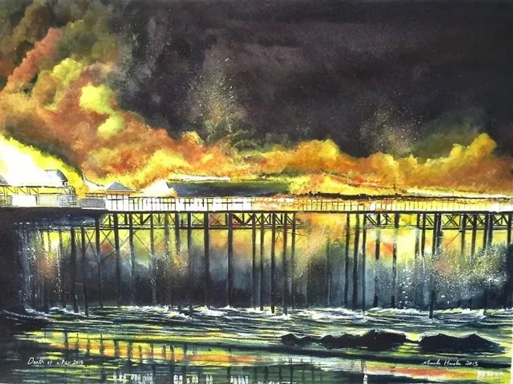 The burning of Hastings Pier
