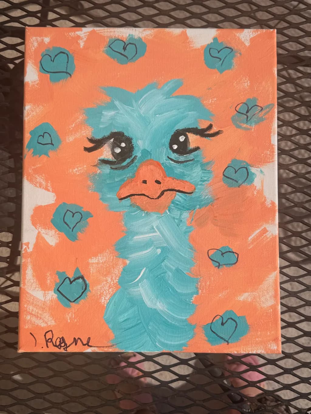 Blue Ostrich Hearts
