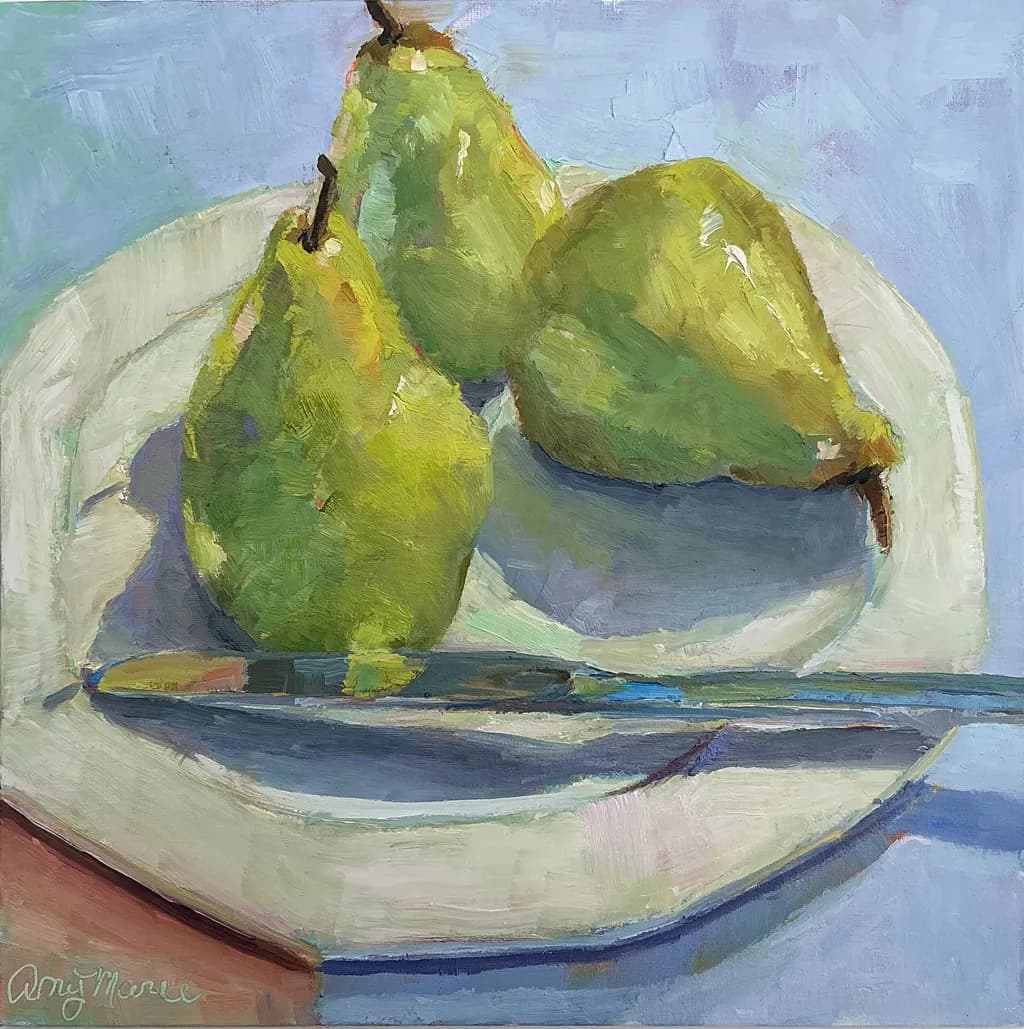 Three Pears on Plate
