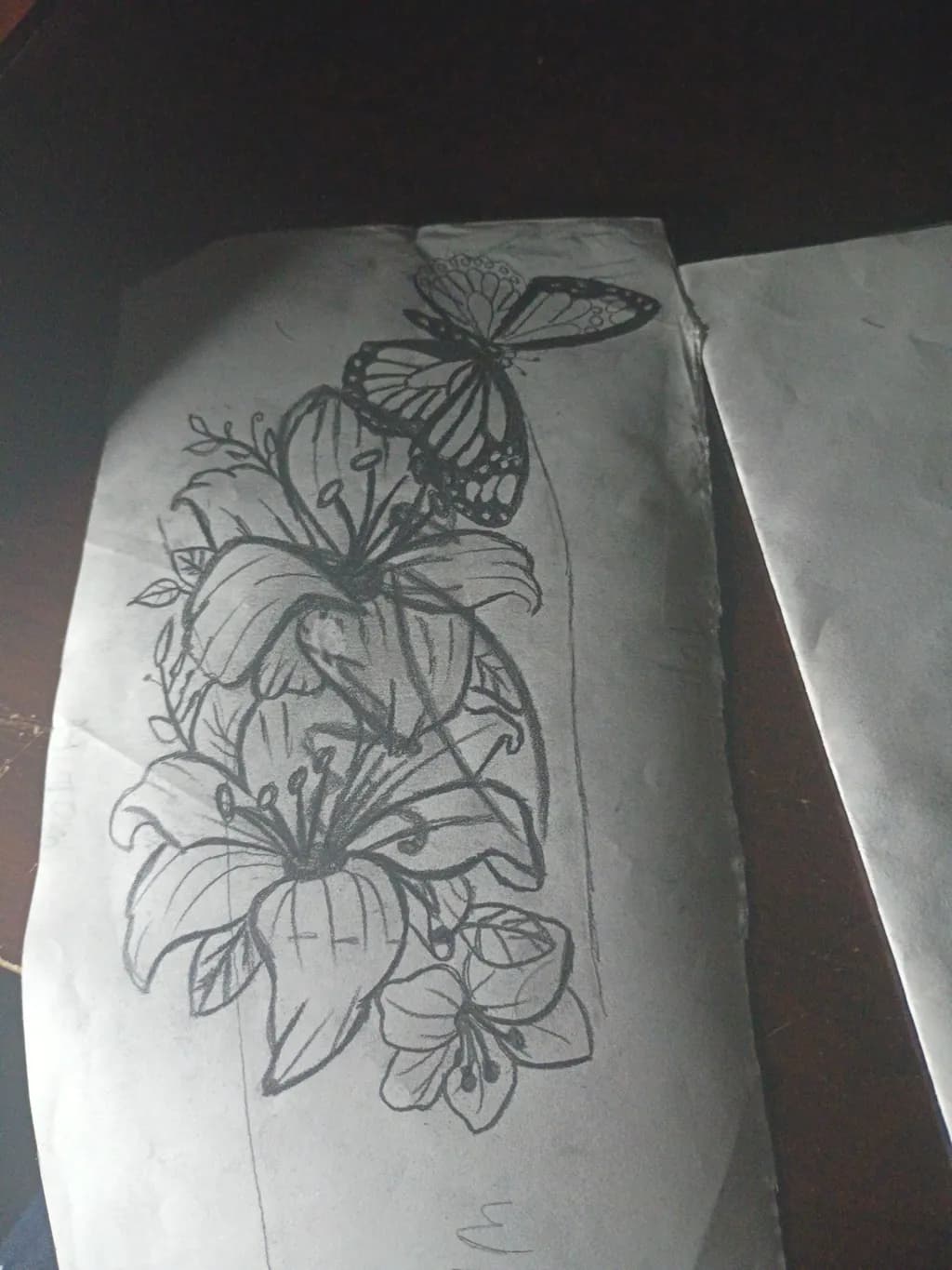 Flower and Butterfly Sketch