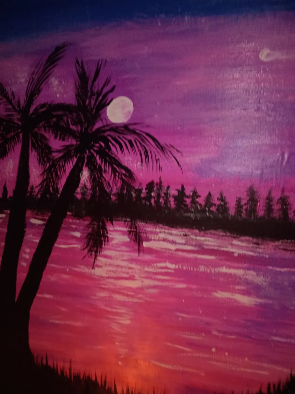 Moonlit Palm Sunset