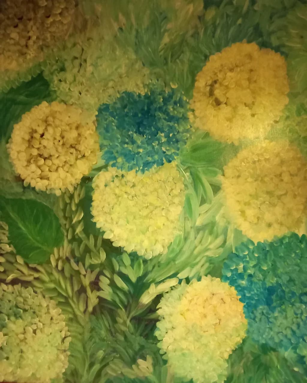 Teal and Golden Blossoms
