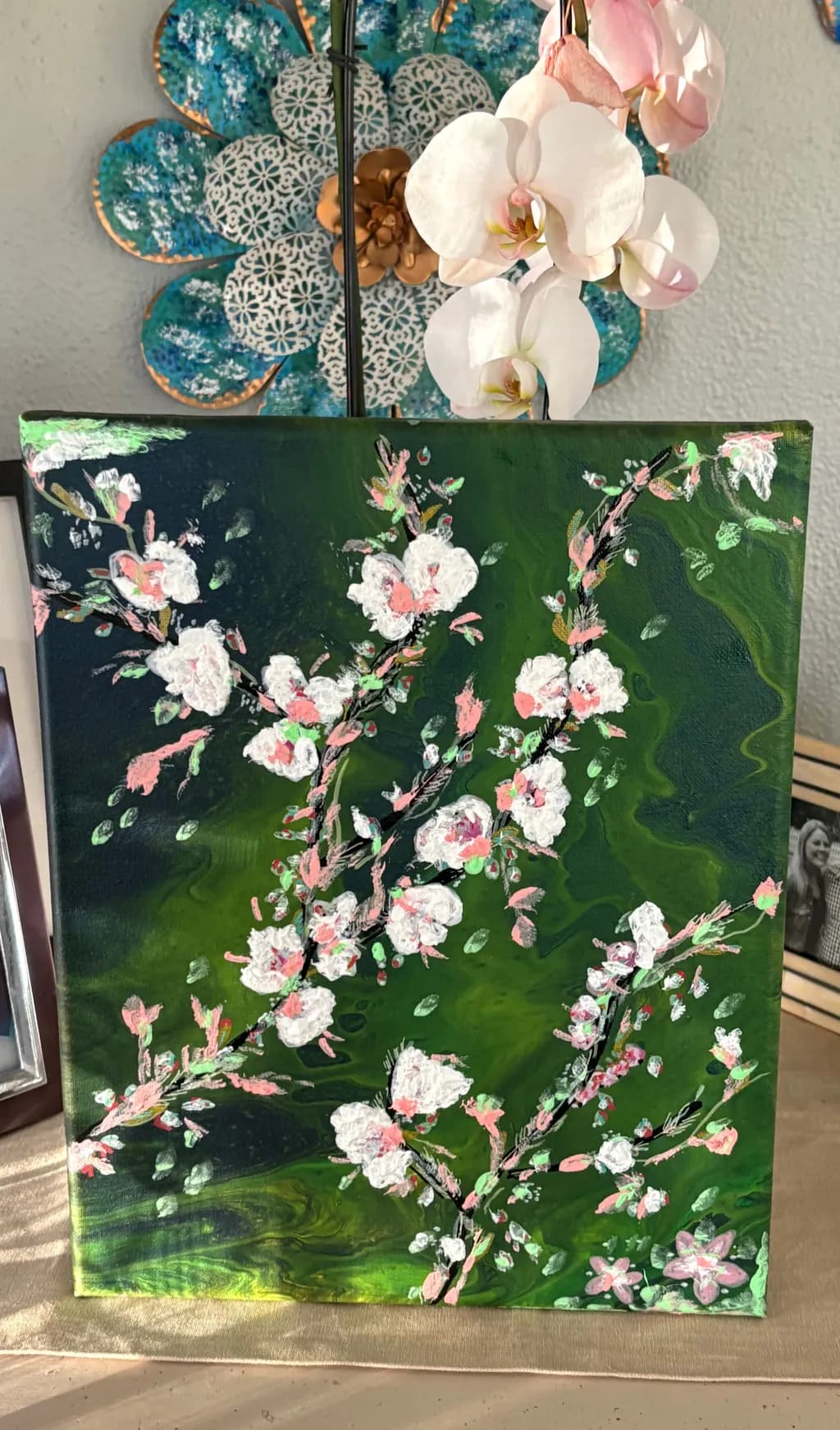 Blossoms on Green Veil