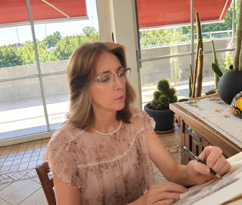 Working in my home studio in Milan, Italy, on Wolf Portrait No. 15.