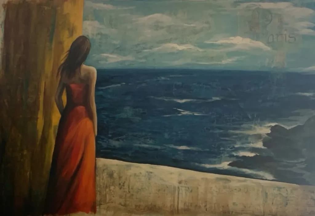 Red Dress by the Sea