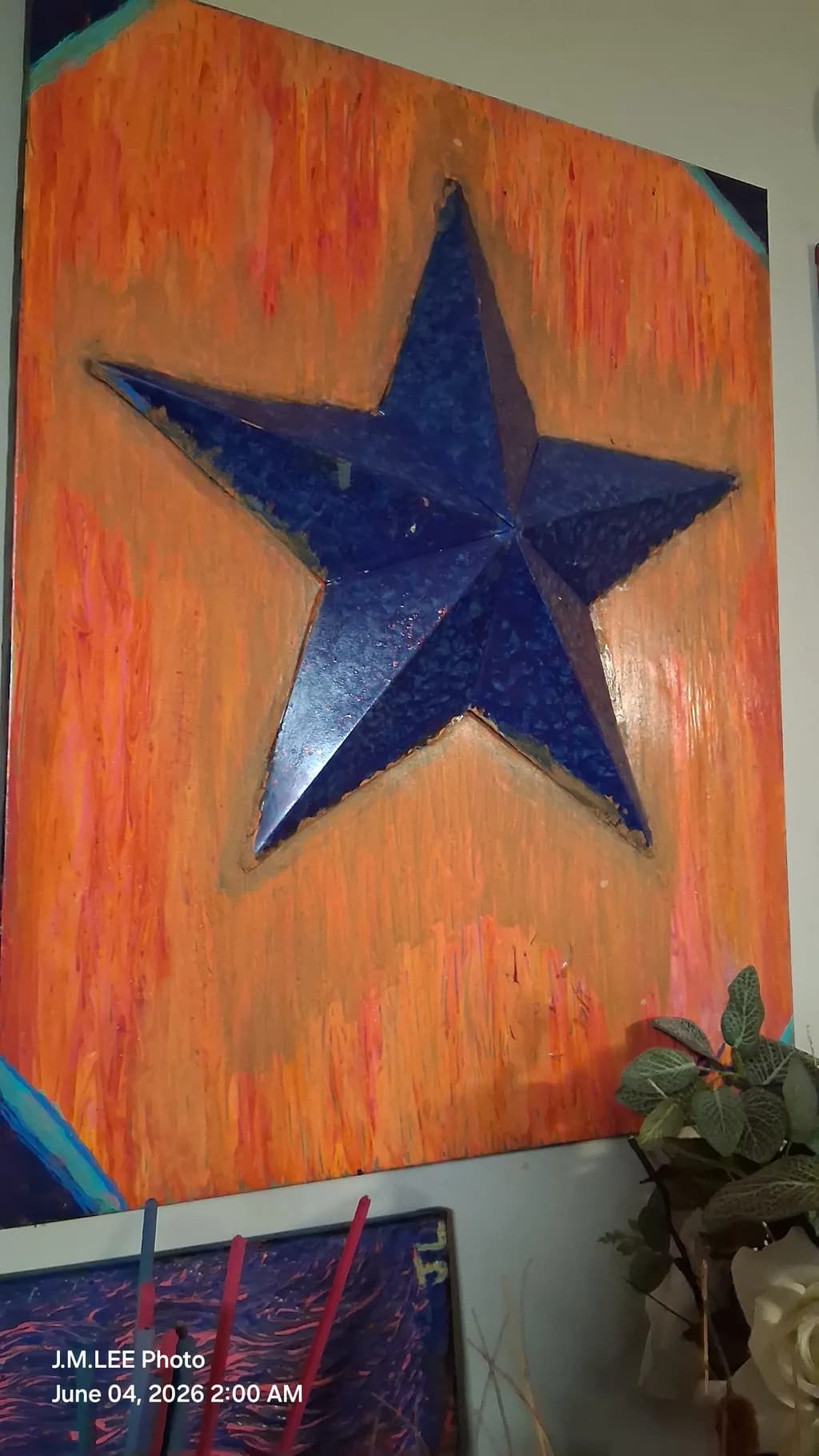 Blue Star on Orange