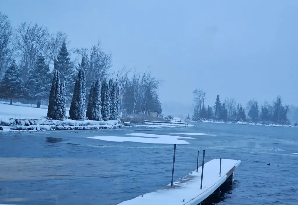 Frozen Lakeside Dock