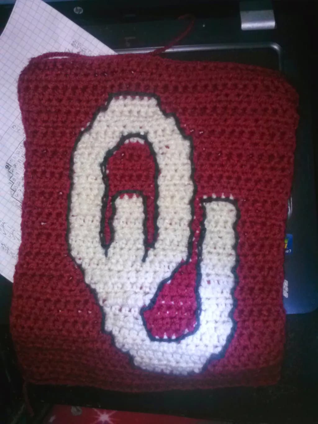 Crocheted OU Emblem