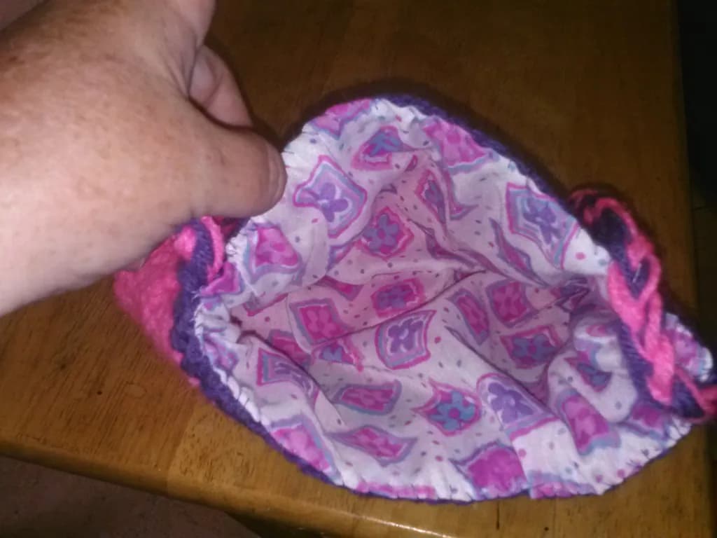 Pink Floral Knit Pouch