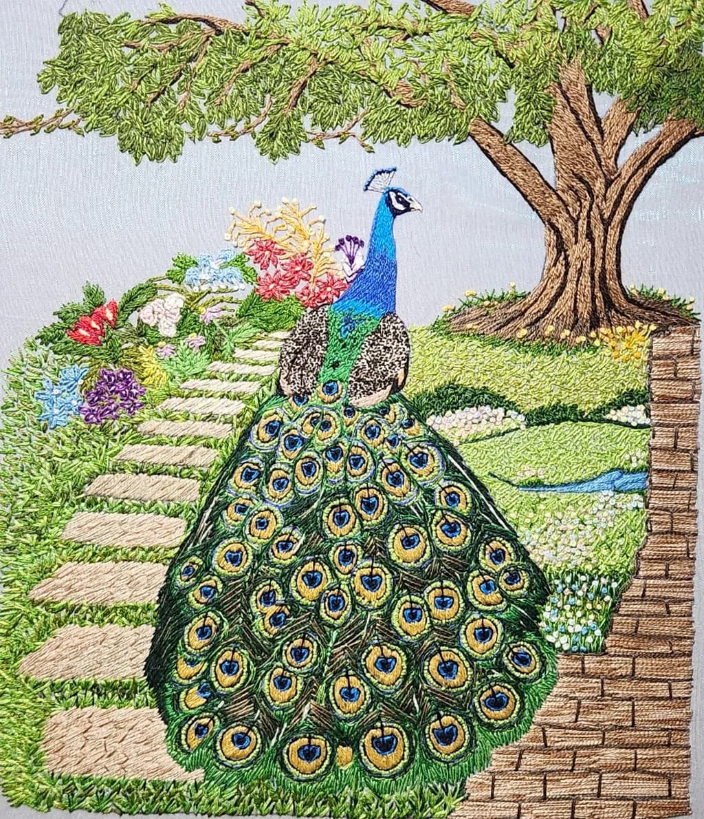 Garden Peacock Embroidery
