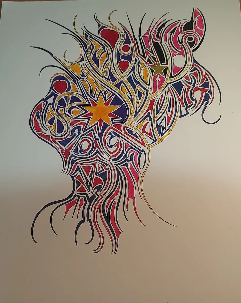 Abstract Star and Heart Pattern