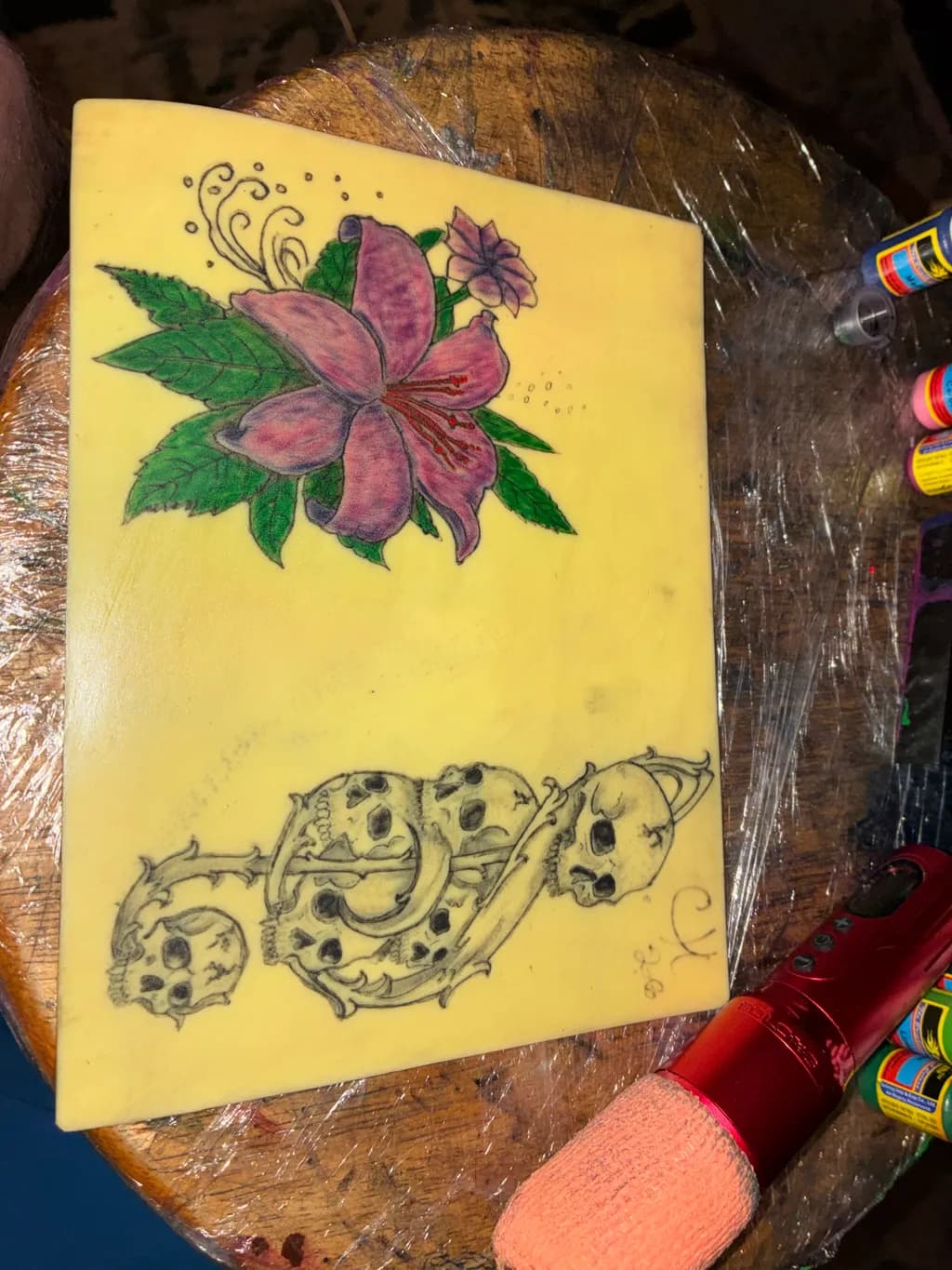 Floral and Skull Contrast