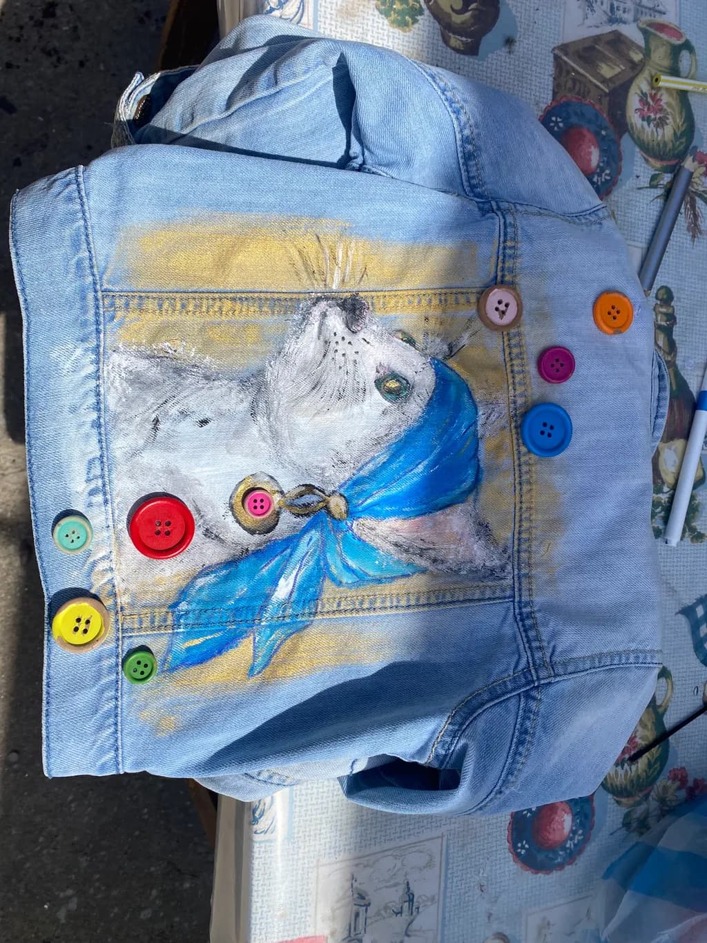 Denim Cat Portrait