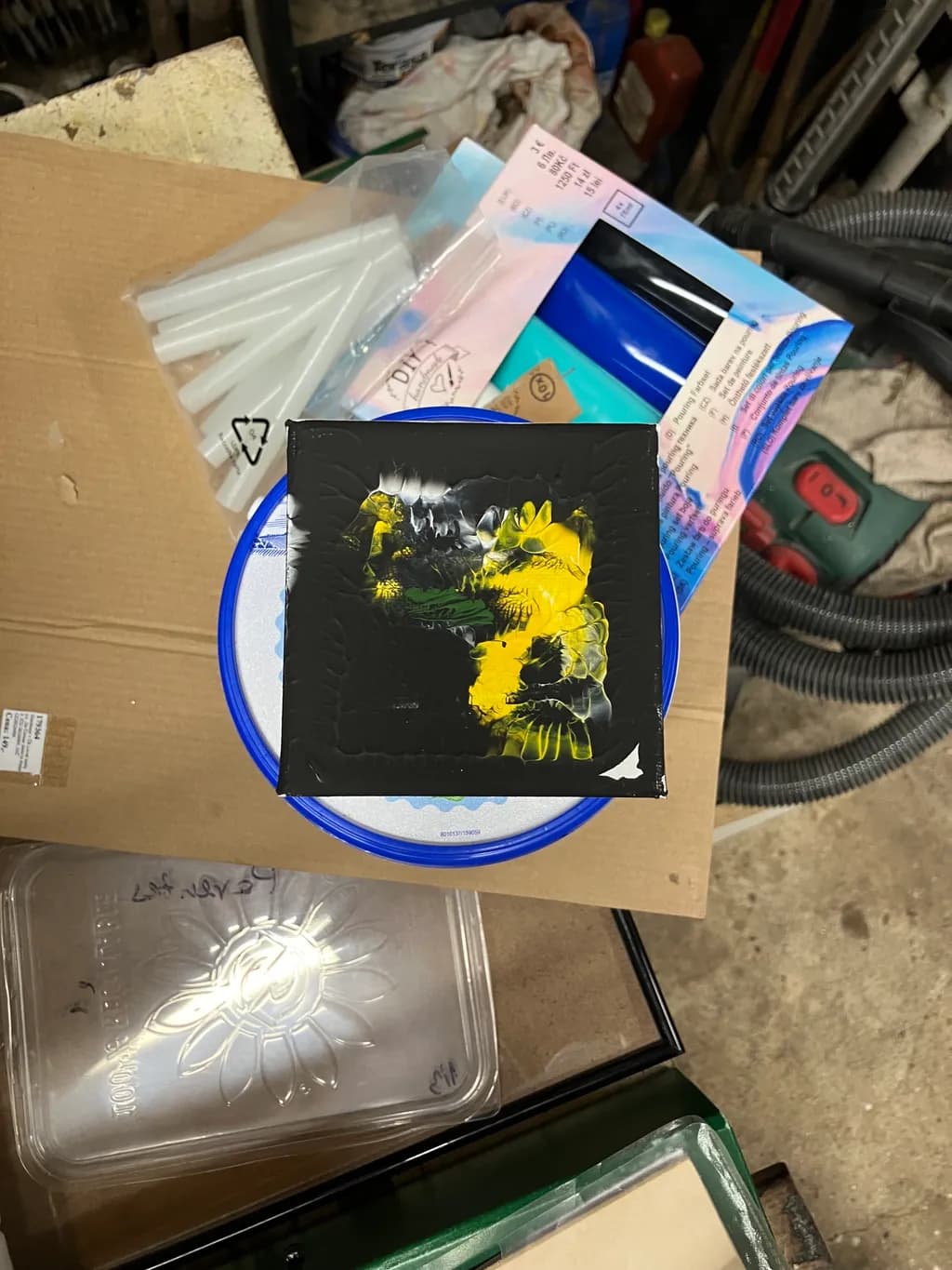 Yellow Bloom on Black Canvas