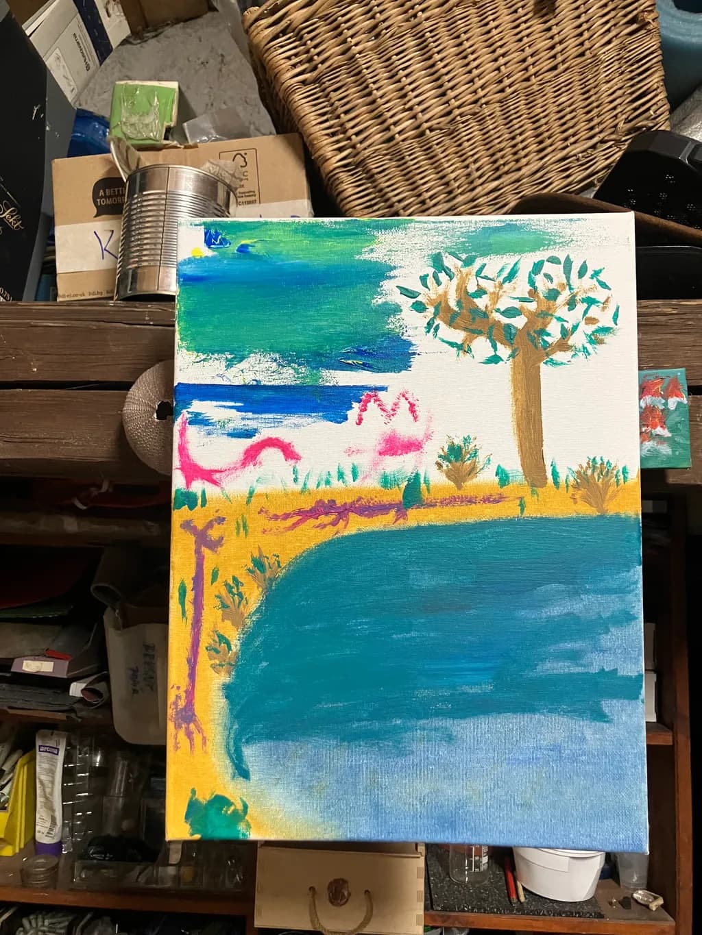Abstract Lakeside Scene