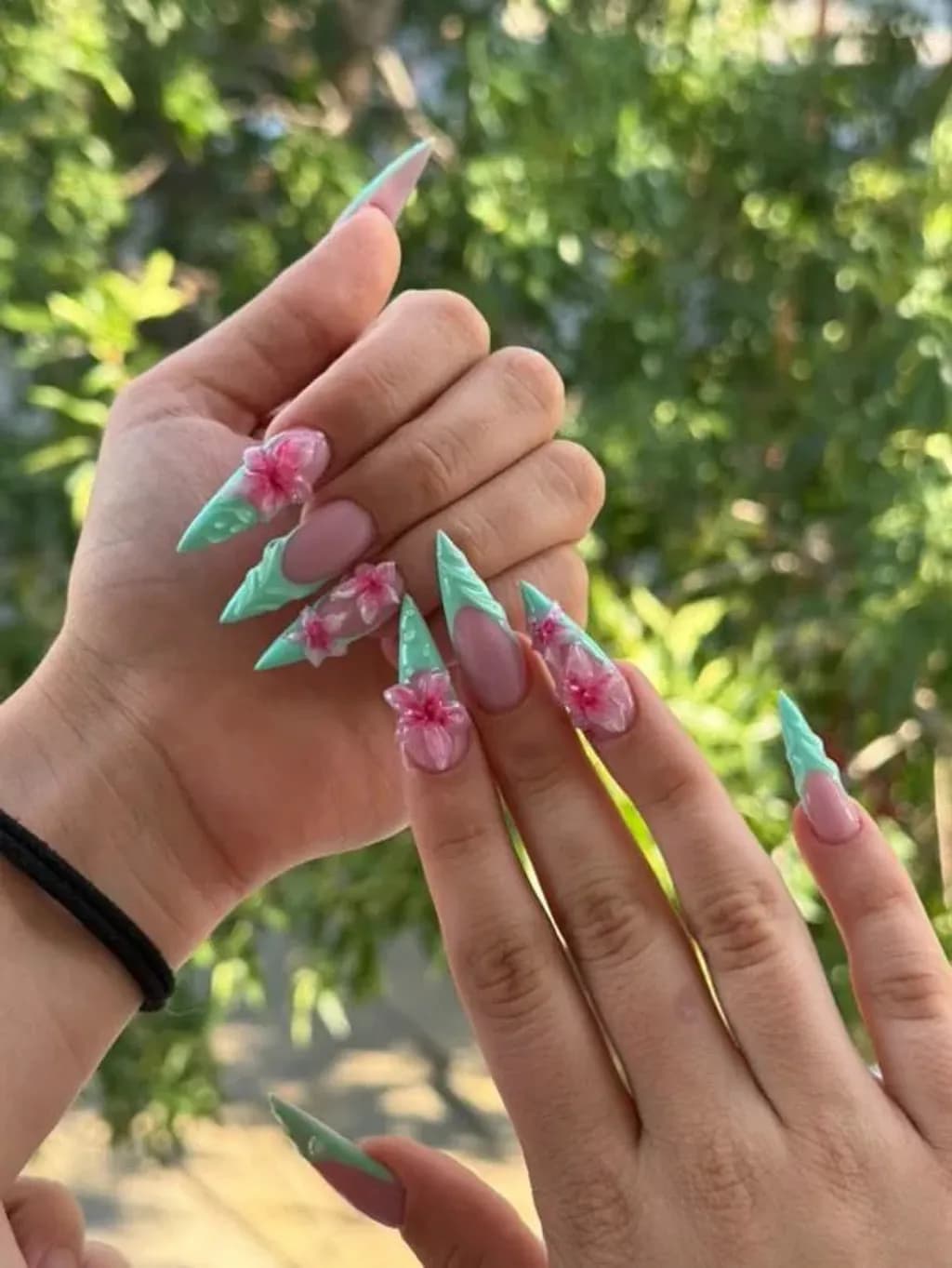 Aqua Bloom Nails